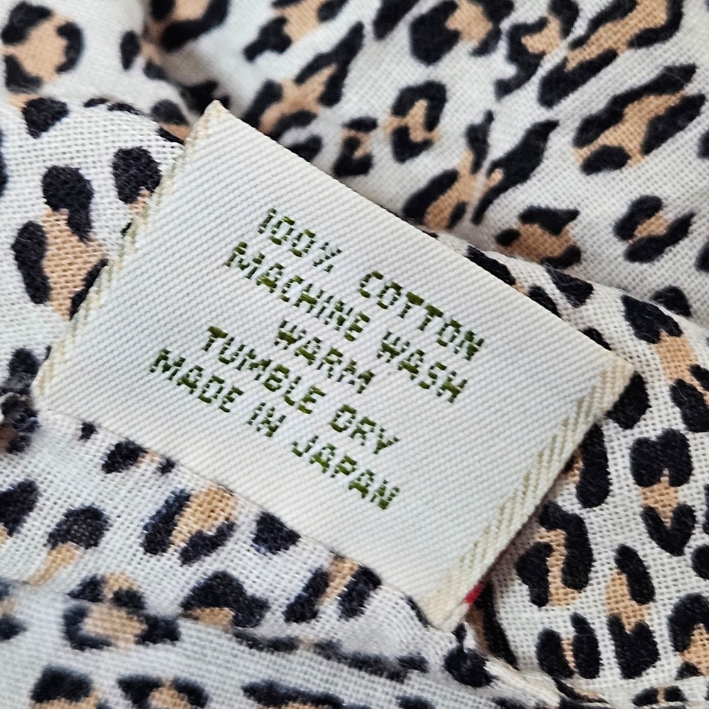 VTG Banana Republic Leopard Print Cotton Bandana Scarf Japan Tan Black Square - Picture 5 of 5